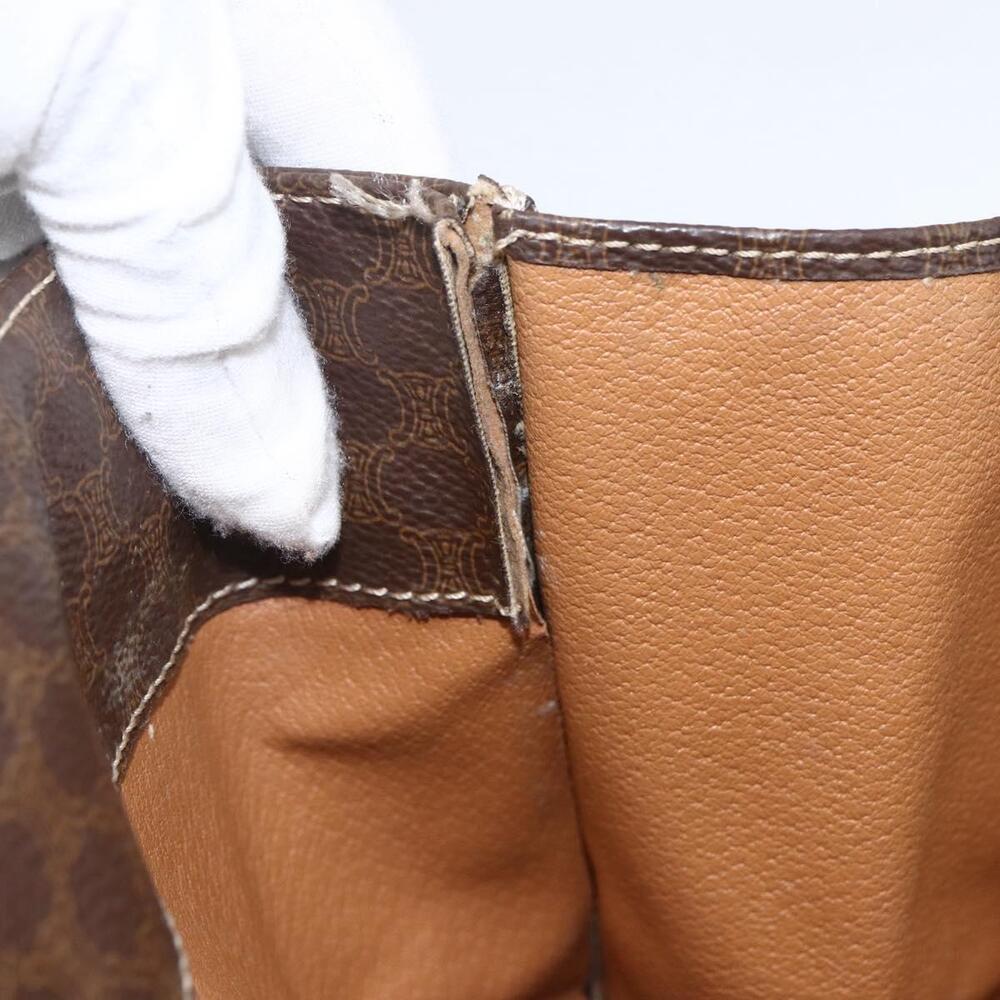 CELINE Macadam Canvas Hand Bag PVC Leather Brown Gold Auth gh1448 - Picture 10 of 16